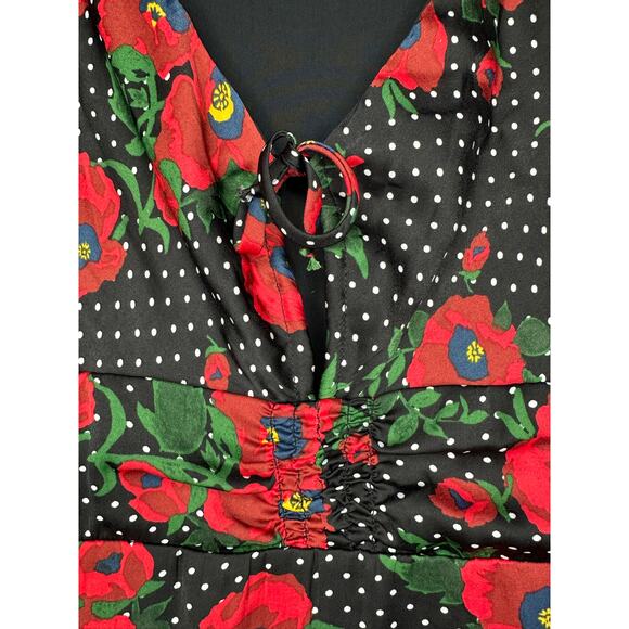 FREE PEOPLE Morning Light Retro Floral Printed Long Sleeve Mini Dress Size 2 - Picture 5 of 7